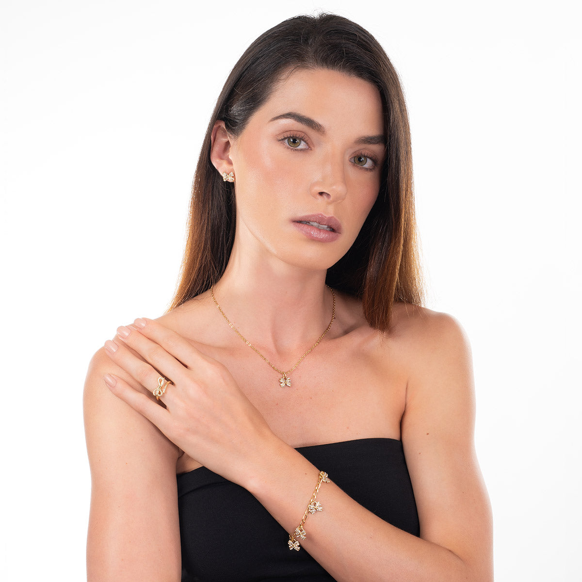 Anillo ajustable de moño con Diamonice