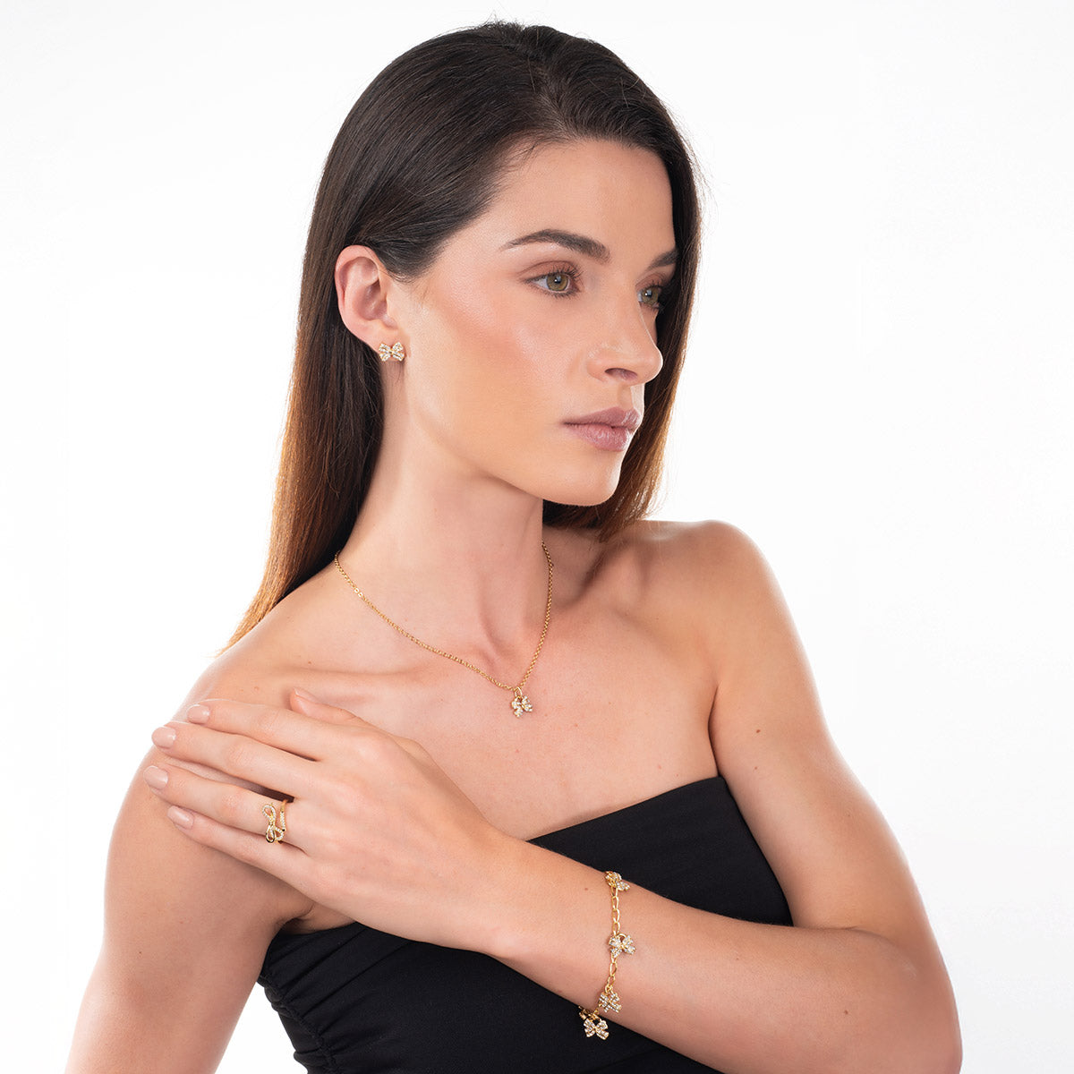 Anillo ajustable de moño con Diamonice