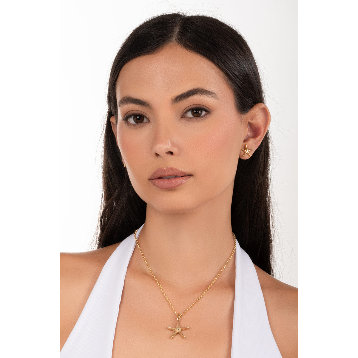 Earrings gold plated starfish design