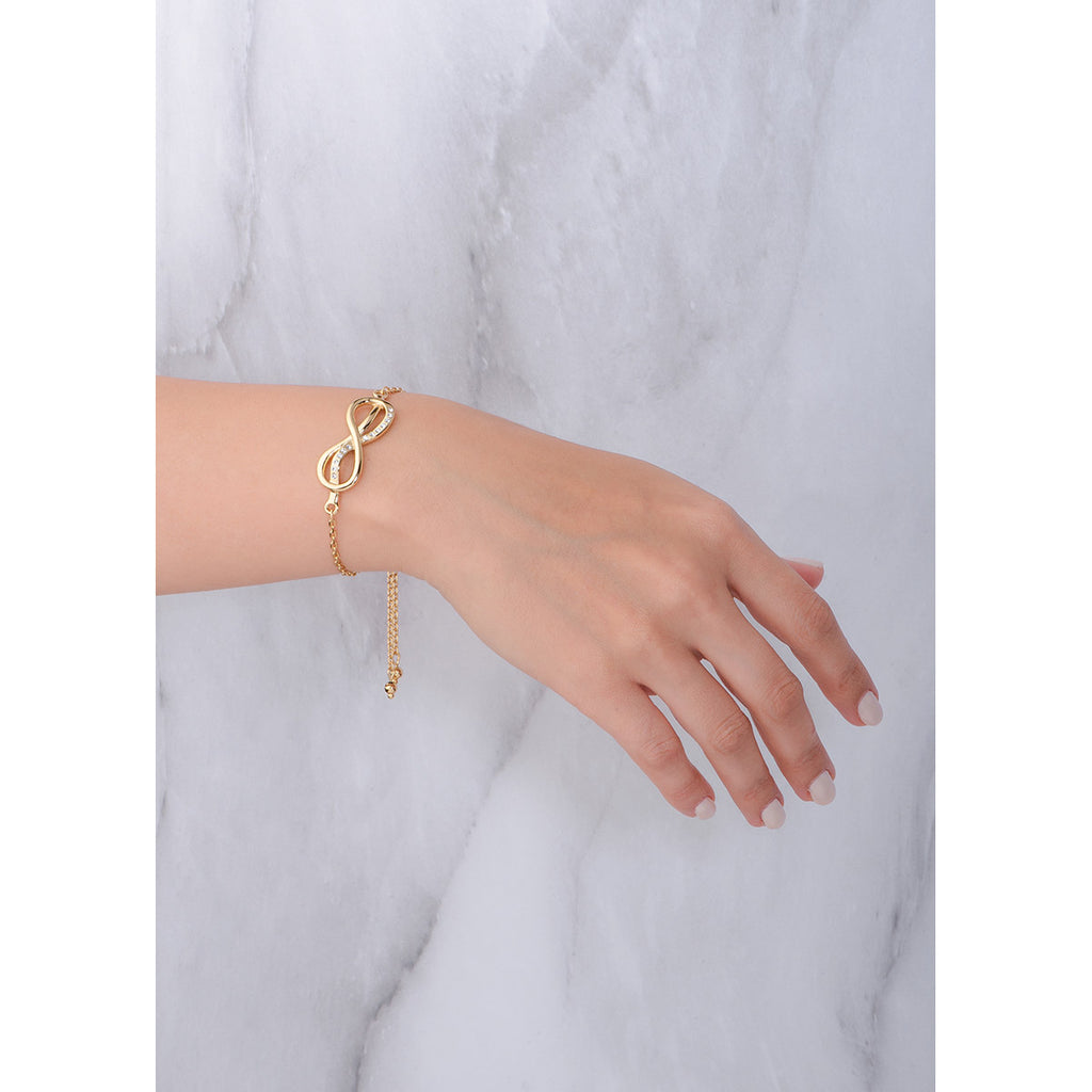 PULSERA EN BAÑO DE ORO AJUSTABLE CON PIEDRAS DE CRISTAL