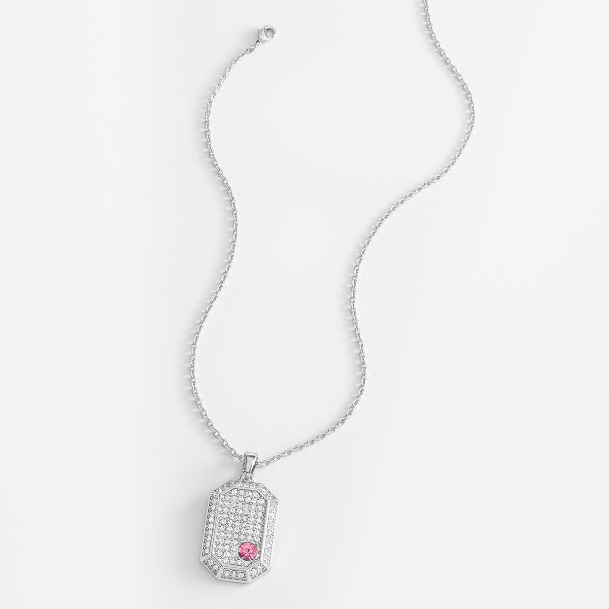 Pendant necklace platinum plating crystal tone stone