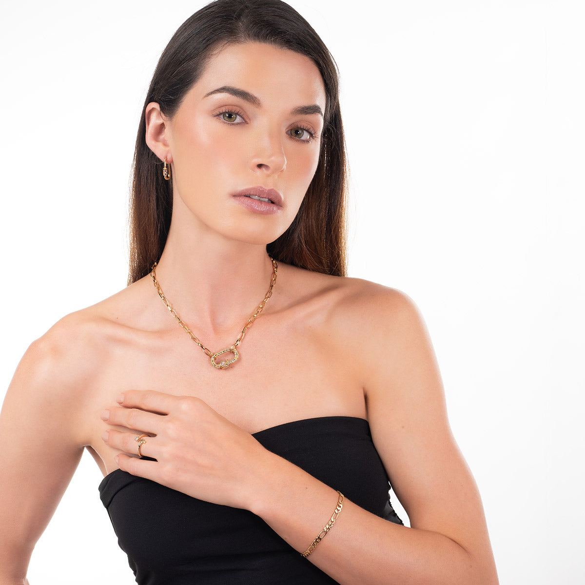 Collar gargantilla con broche de mosquetón de Diamonice multicolor