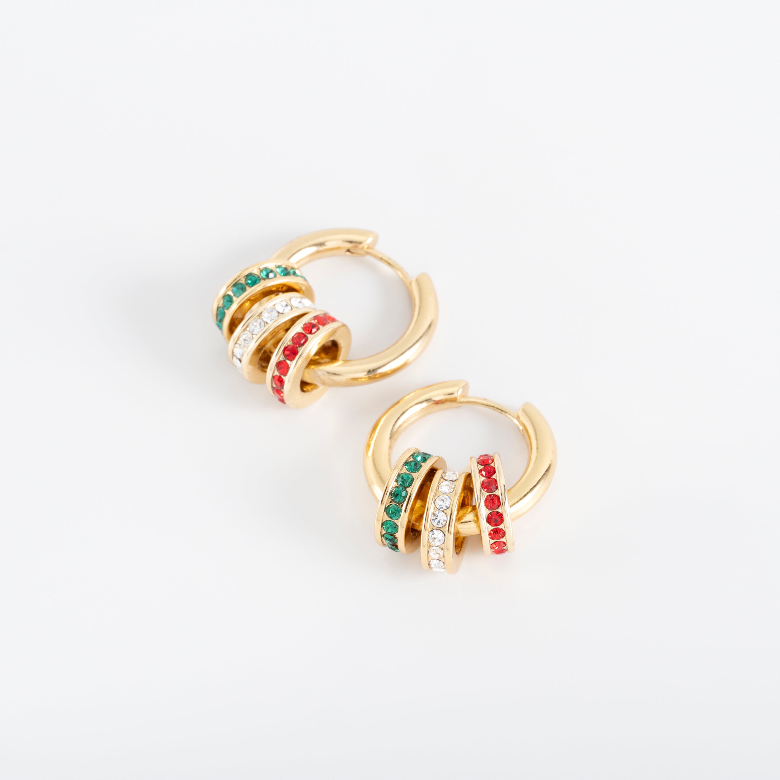 MEXICO. Gold-plated earrings with multicolored charms.