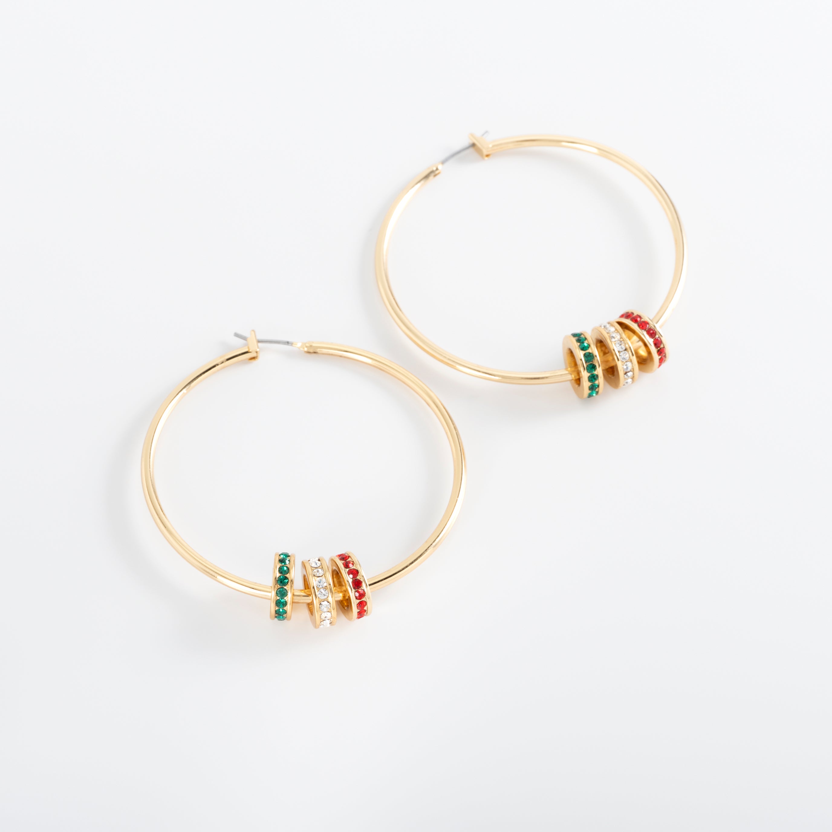 MEXICO. Gold-plated earrings with multicolored charms.