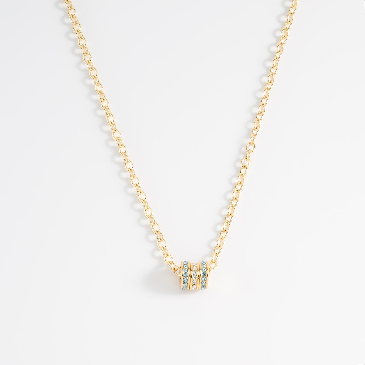 ARGENTINA. Gold plated necklace with multicolor charms and 52 cm chain