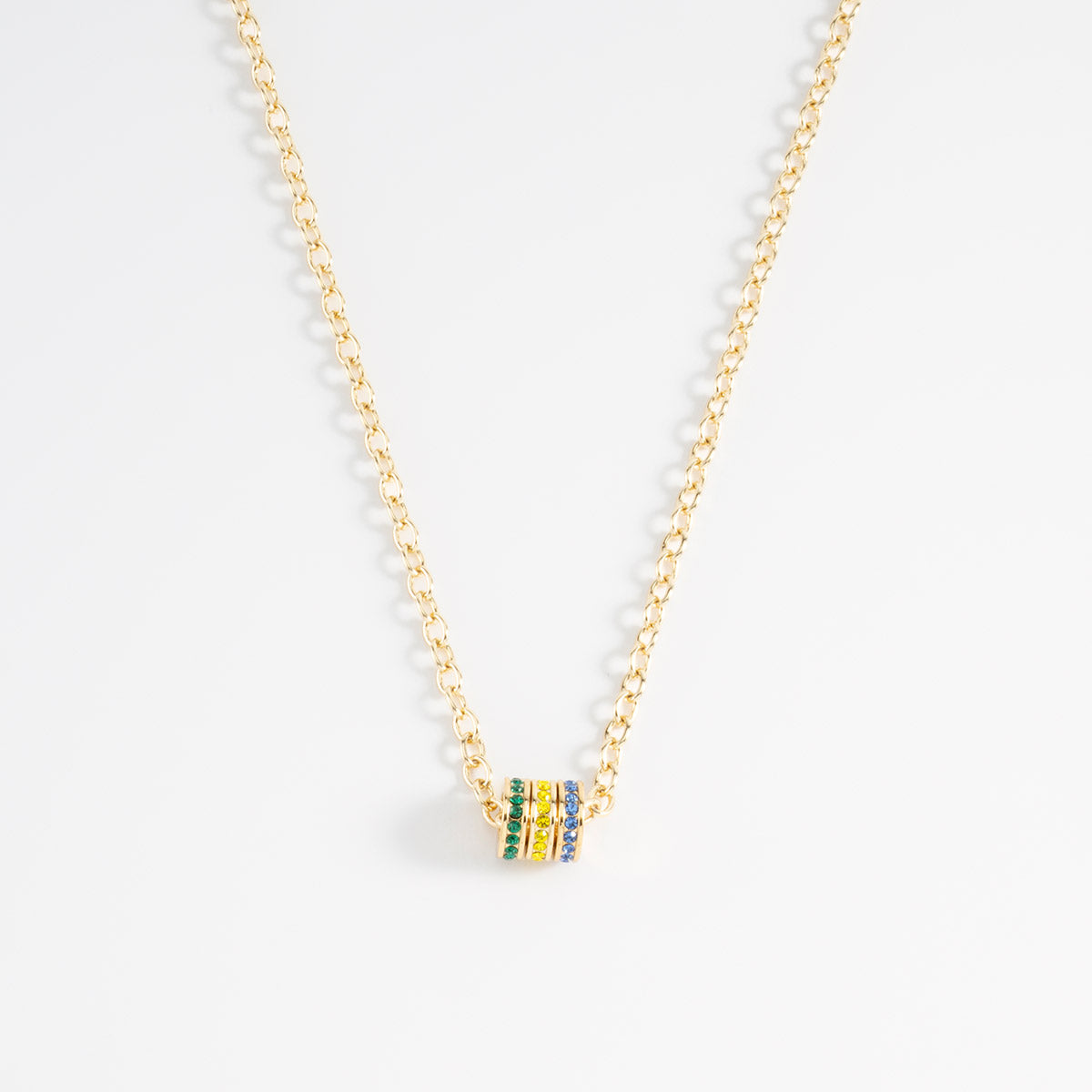 BRASIL. Gold plated necklace with multicolor charms and 52 cm chain