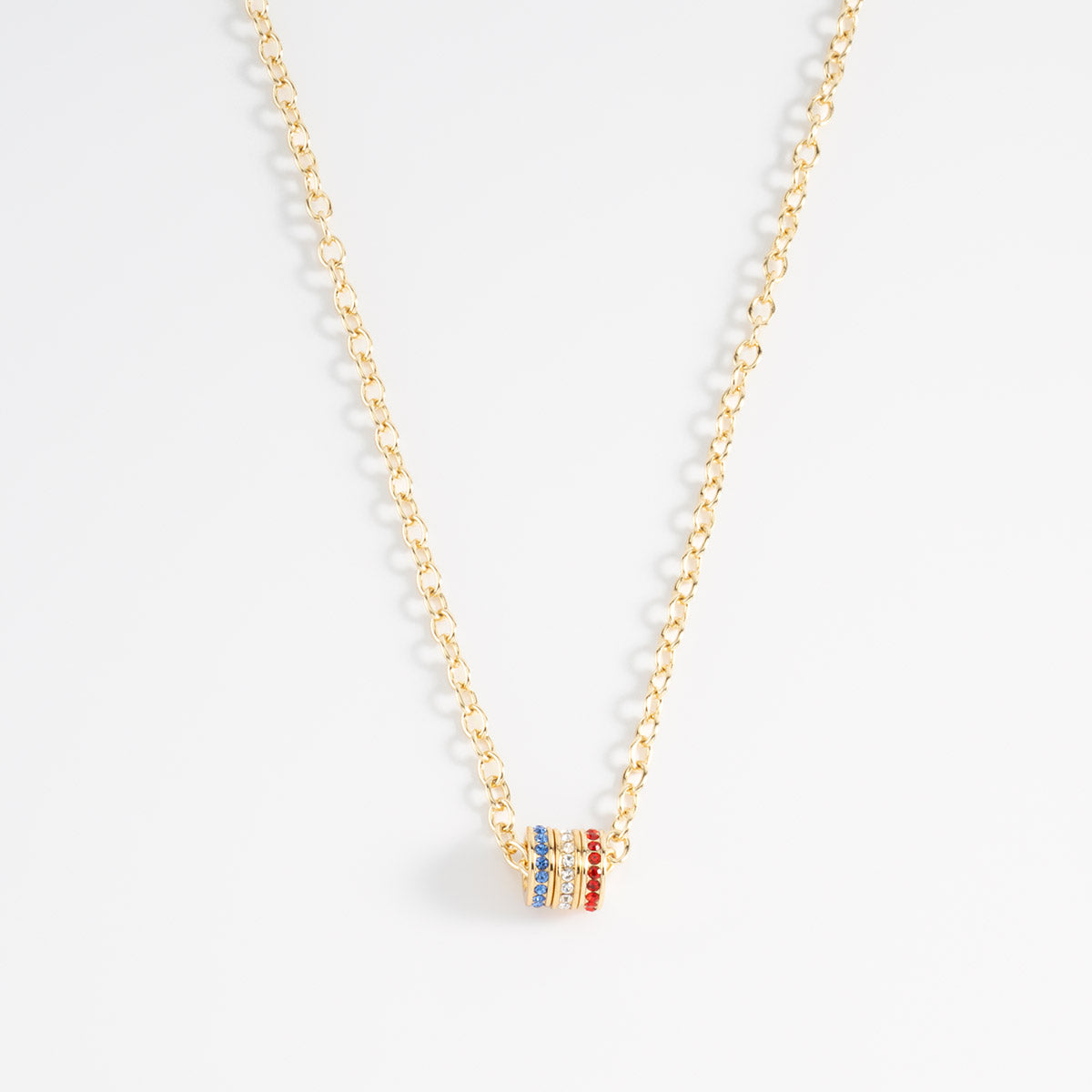 FRANCIA. Gold plated necklace with multicolor charms and 52 cm chain