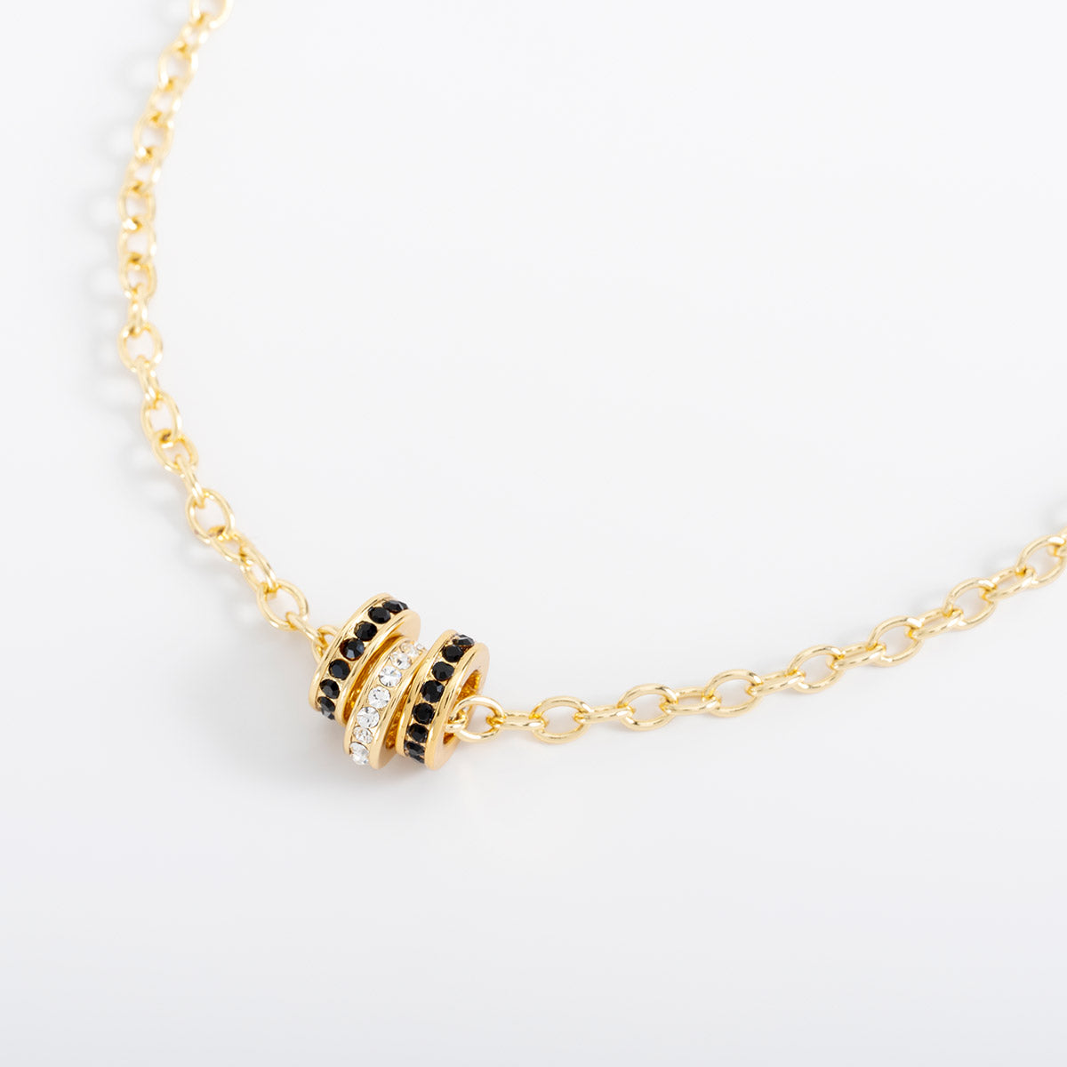 Gold plated necklace with multicolor charms and 52 cm chain