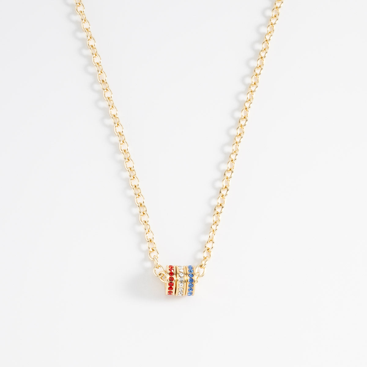 USA. Gold plated necklace with multicolor charms and 52 cm chain