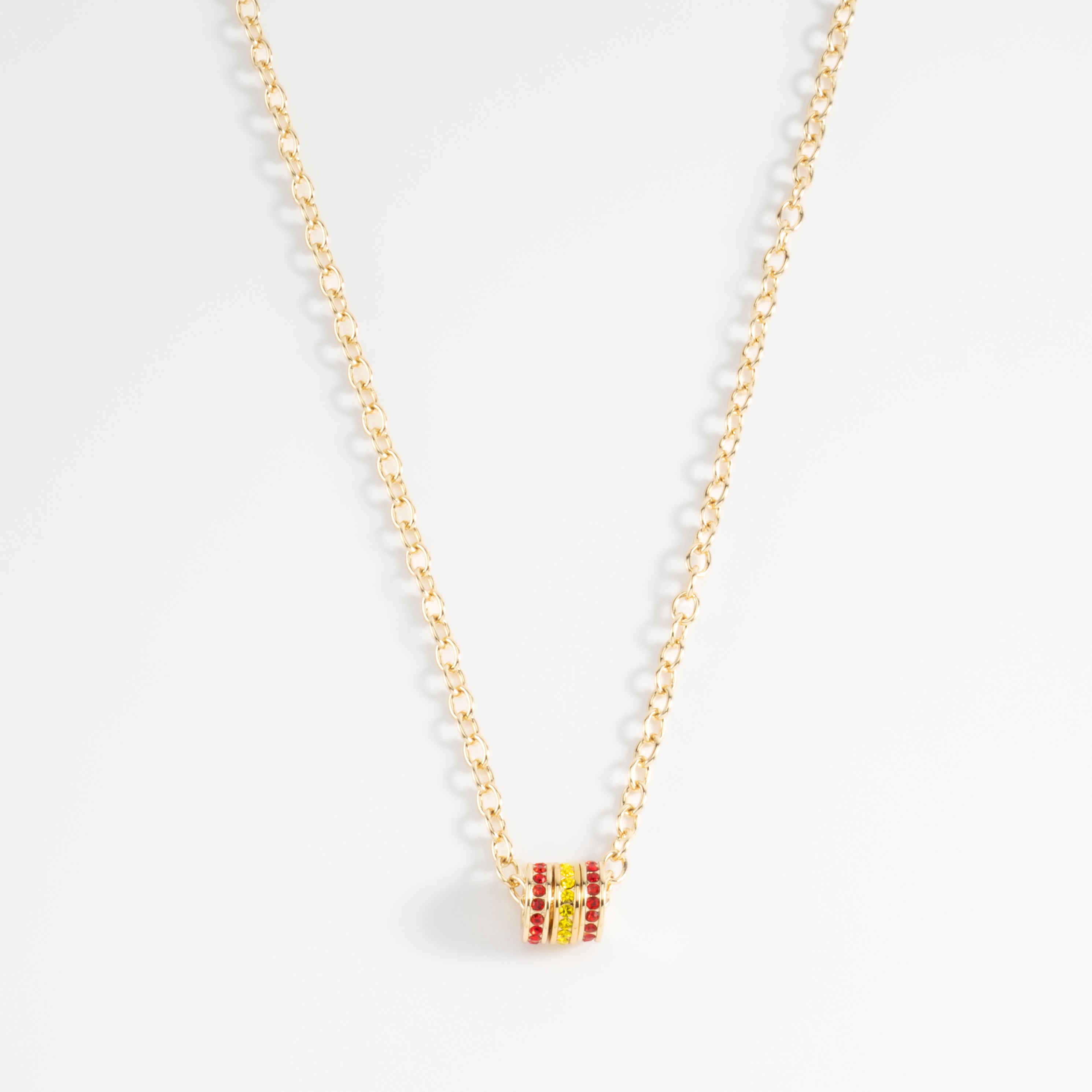 ESPAÑA. Gold plated necklace with multicolor charms and 52 cm chain
